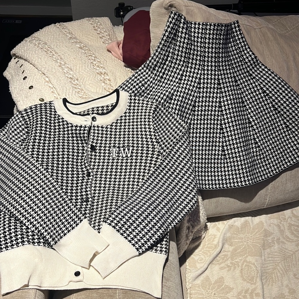 Houndstooth skirt set